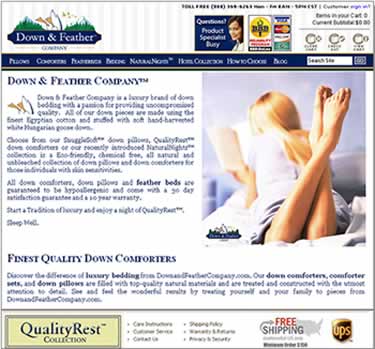 Down and Feather Company homepage