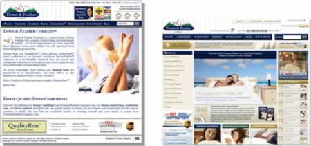 Original and redesigned homepage 