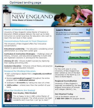Case Study 3: Optimized landing page