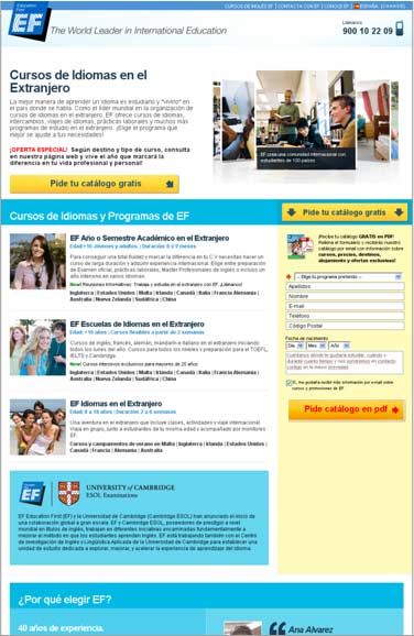 Education First: Landing Page Enlarged
