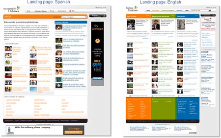 Finding Dulcinea: Spanish and English Landing Page Side-by-Side