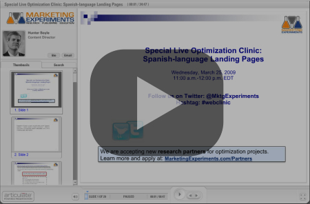 MarketingExperiments Web Clinic 2009-03-25