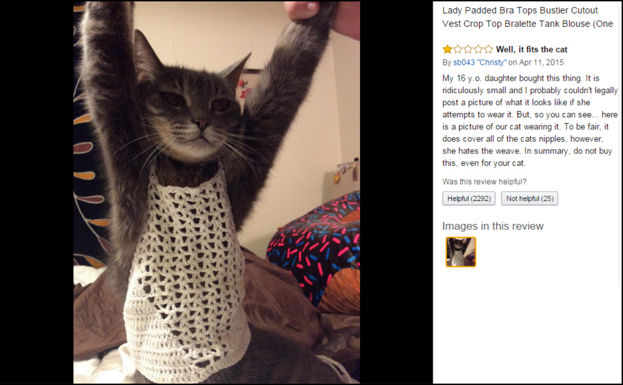 Customer reviews for online products