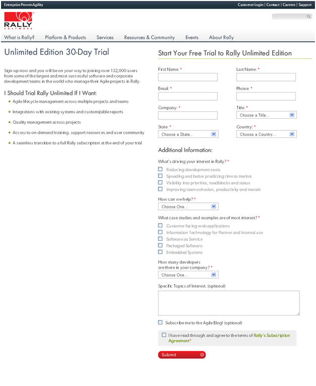 Audience-submitted landing page