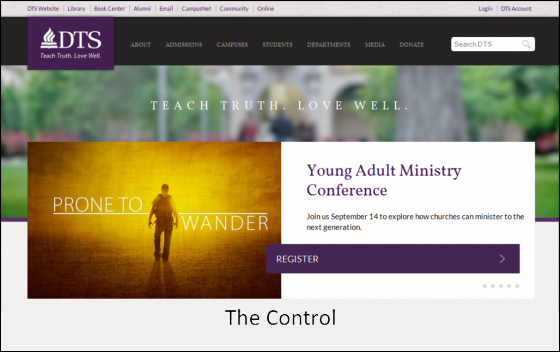 The DTS Control Landing Page