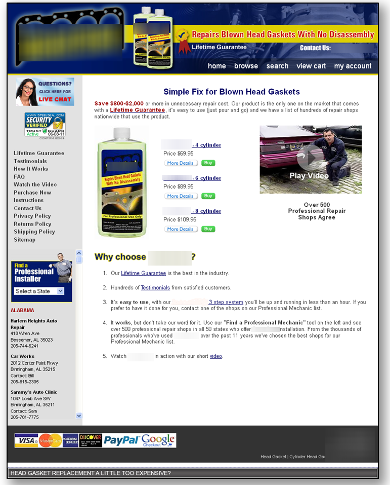 Homepage and Cart Test Control