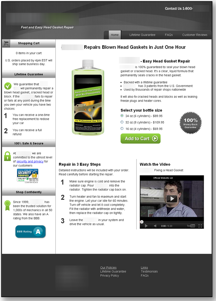 Homepage and Cart Test Treatment