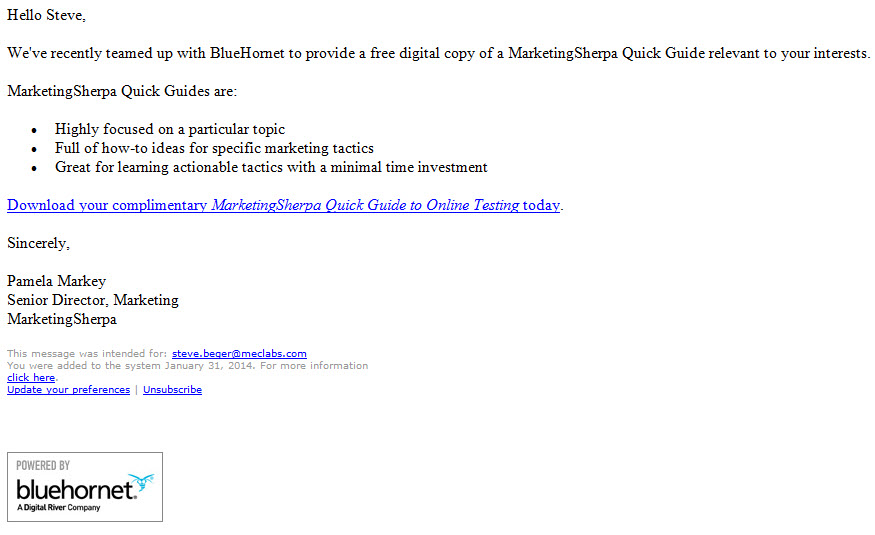 Live test email control