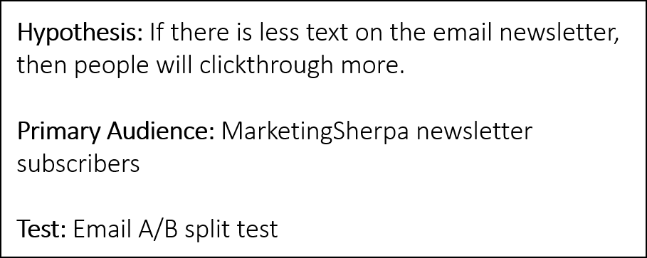 MarketingSherpa Test Hypothesis