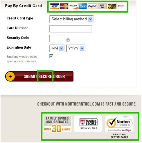Northern Tool Secure Order