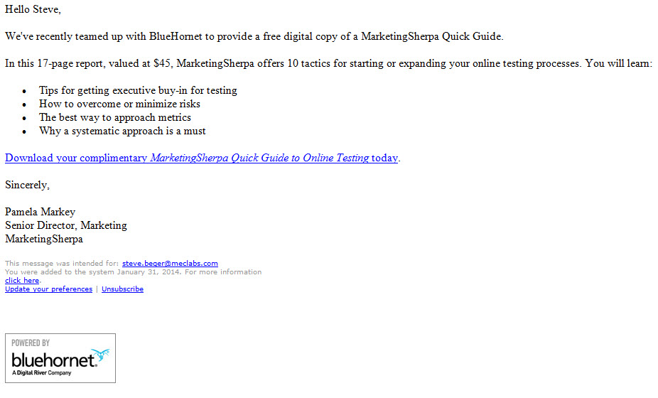 email live test option b expanded