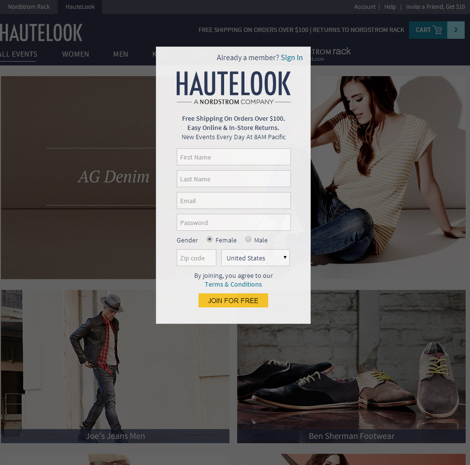 Hautelook homepage hautelook-homepage