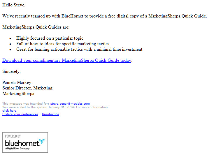 live test email option b condensed