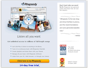 Rhapsody Landing Page