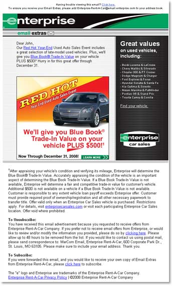 Enterprise Car Sales: Email