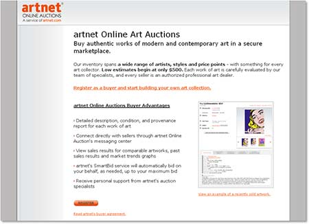 ArtNet.com: Landing Page