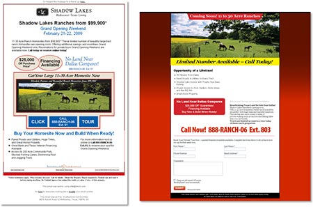 Shadow Lakes Ranch: Email & Landing Page