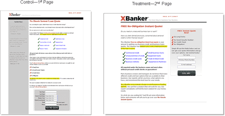 XBanker: Control First Page and Treatment Second Page